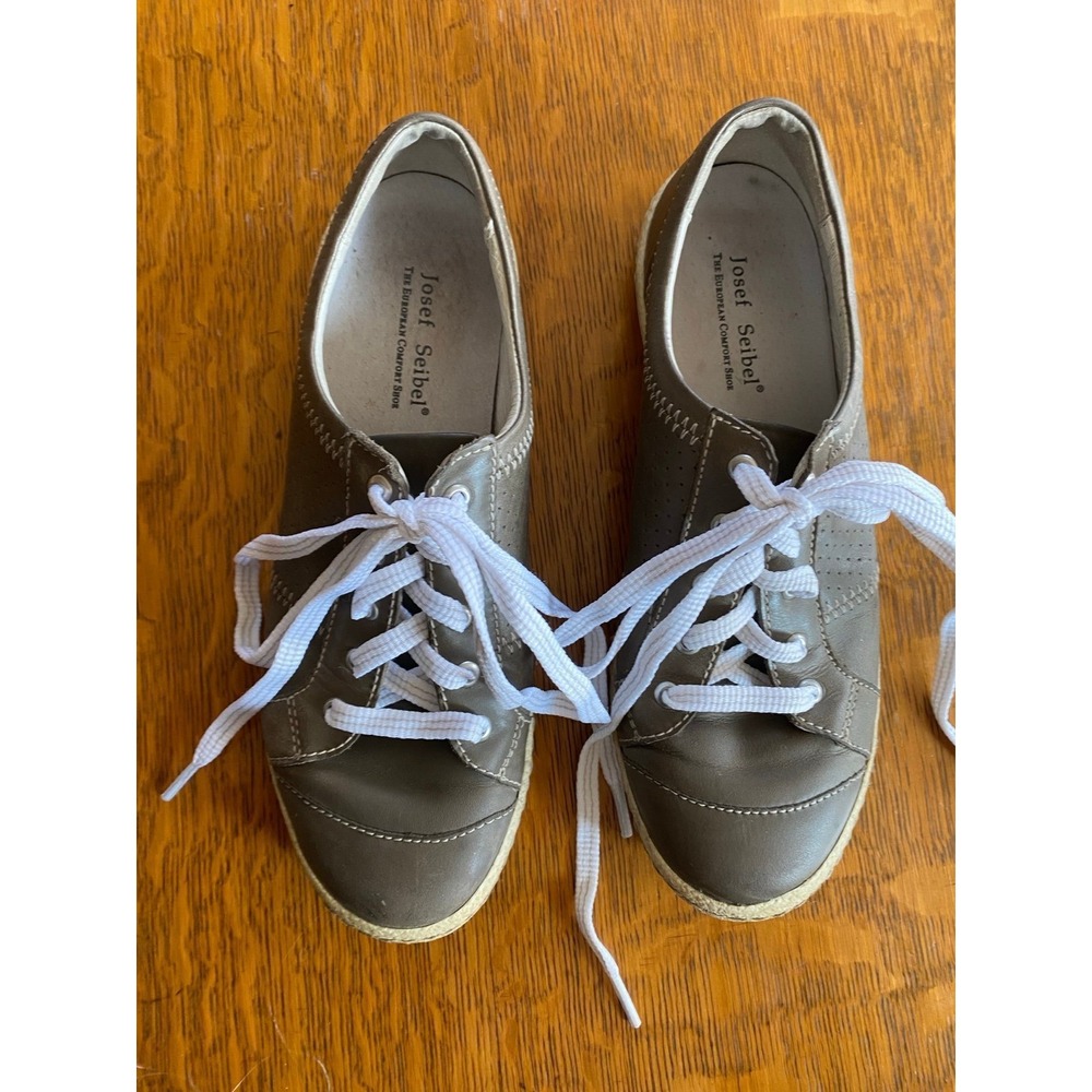Josef Seibel Shoes Women 40 9 Caspian Sneaker Grey Leather Lace Up s6